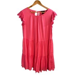 House of Harlow 1960 Babydoll Mini Dress Small Embroidered Hot Pink Tiered Boho
